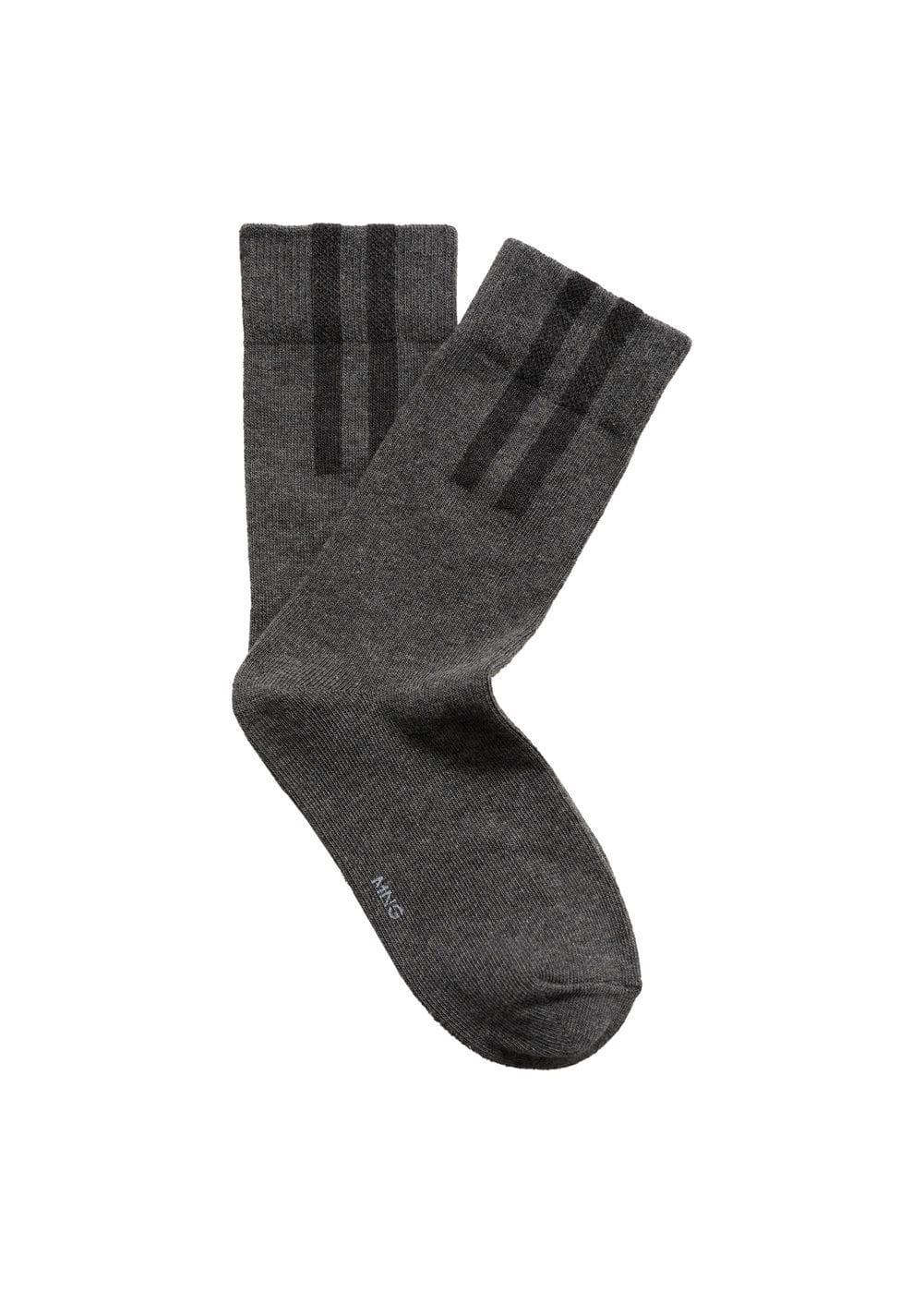 MANGO MAN - Striped cotton socks greyMen Product Image