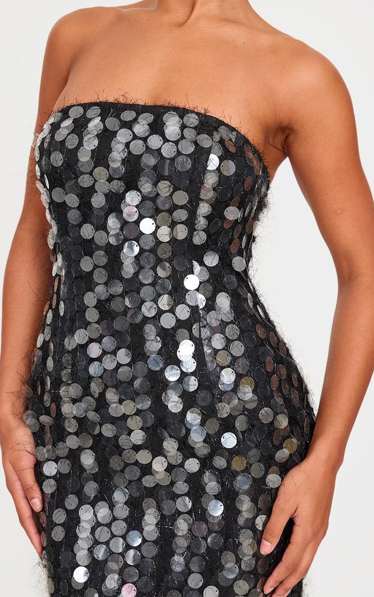 Black Textured Disk Sequin Maxi Dress Product Image