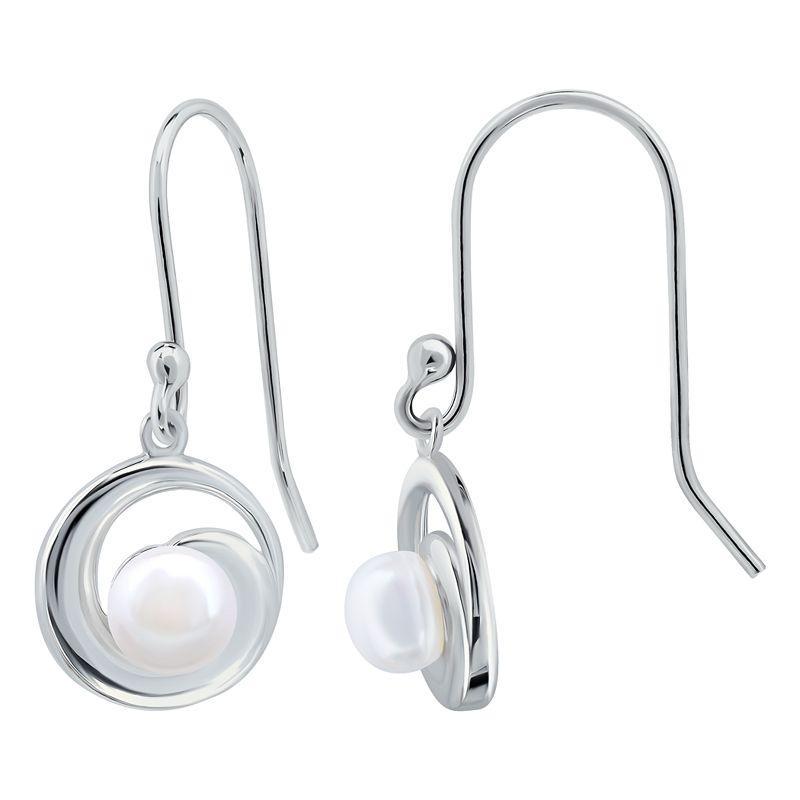 Aleure Precioso Sterling Silver Conch Shell & Freshwater Cultured Pearl Drop Fishhook Earrings, Womens, Silver Tone Product Image