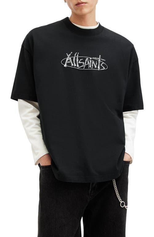 Sternum Oversized Crew Neck T-shirt In Washed Black Product Image