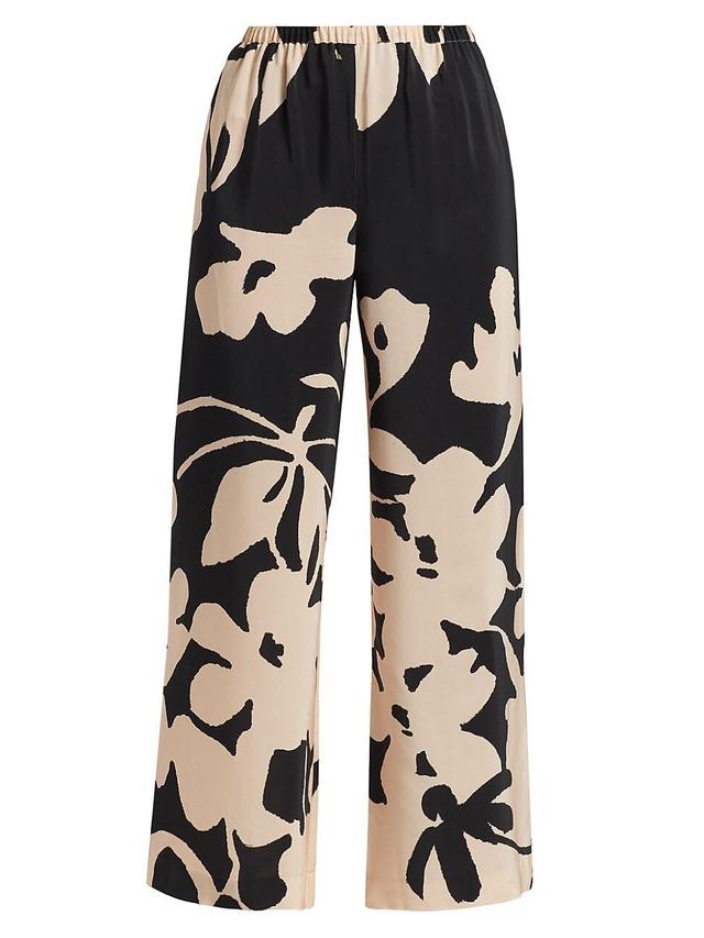 Womens Devon Floral Silk Wide-Leg Pants Product Image