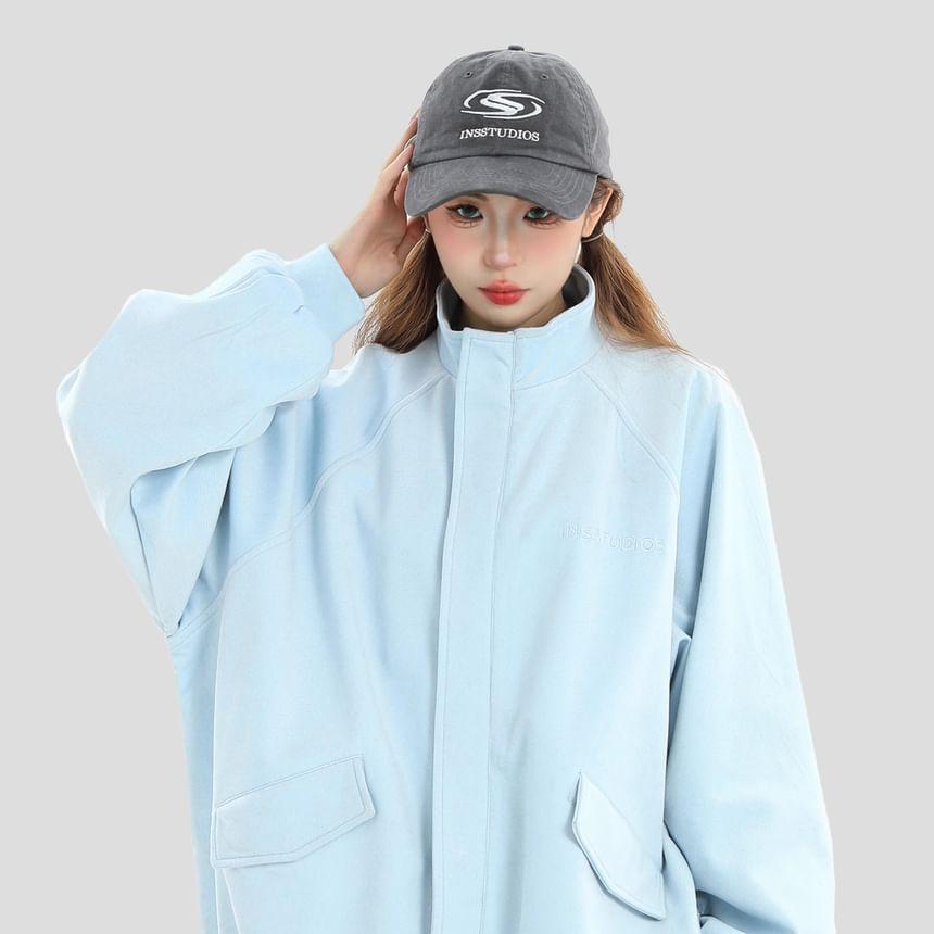 Mock Neck Plain Zip-Up Jacket Product Image