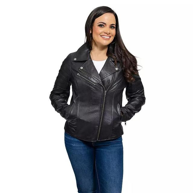 Womens Whet Blu Asymmetrical Moto Leather Jacket Red Product Image