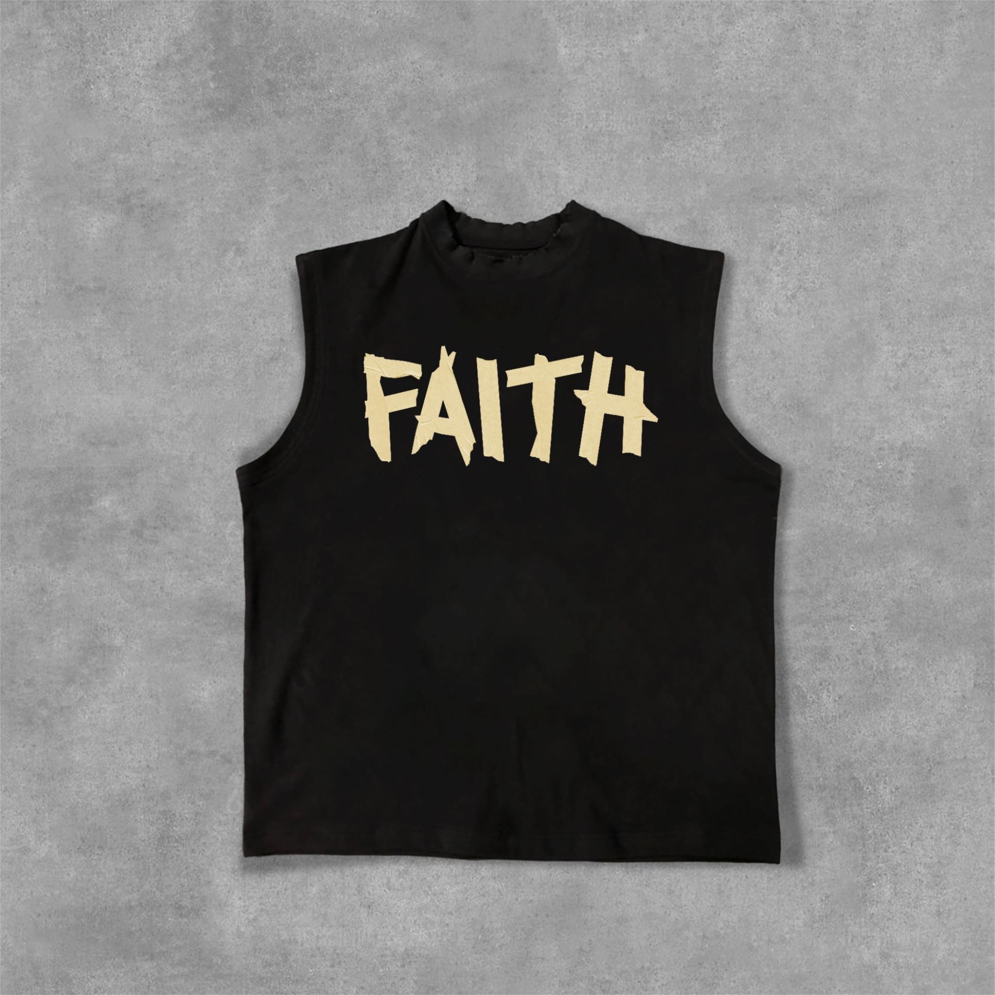 Paper Tape - Faith Cross Graphics Cotton Tank Top Product Image