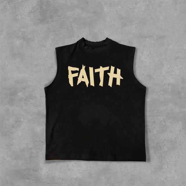 Paper Tape - Faith Cross Graphics Cotton Tank Top Product Image