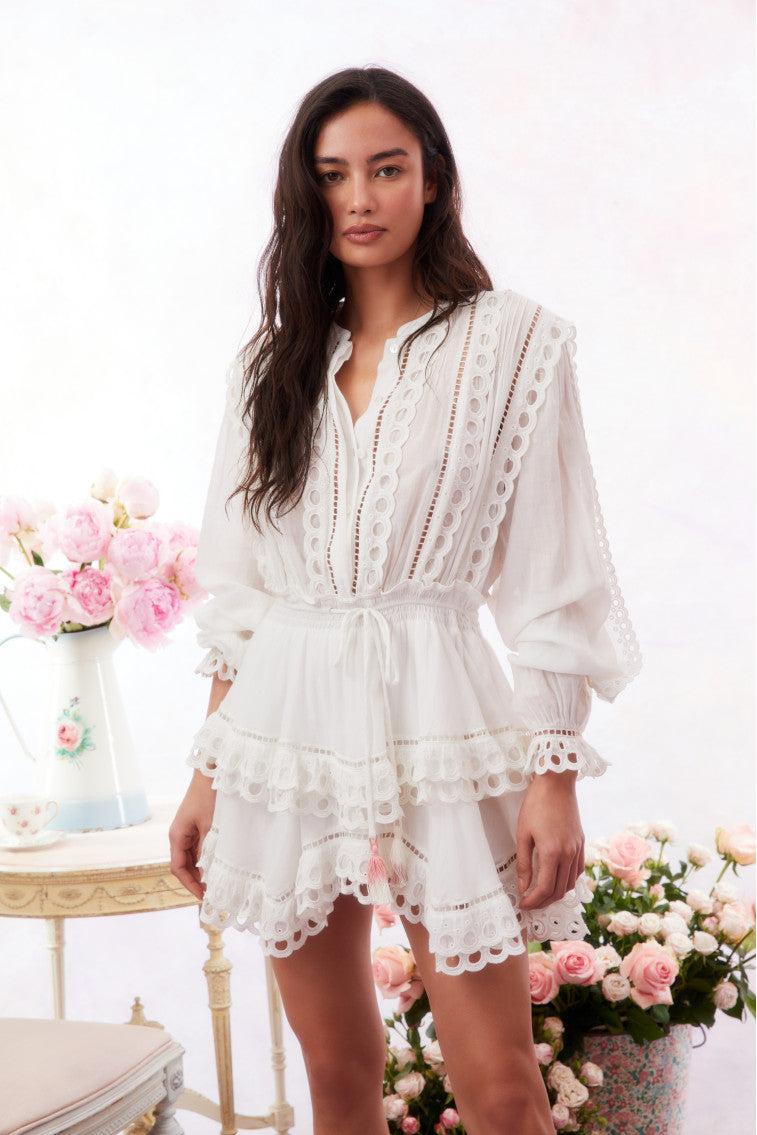 Tindra Eyelet Cotton Mini Dress Product Image