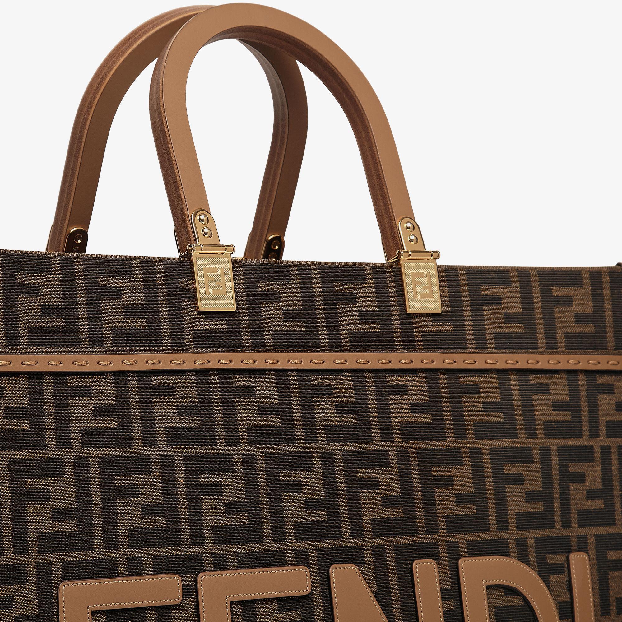 Fendi Sunshine MediumBrown FF jacquard fabric shopper Product Image