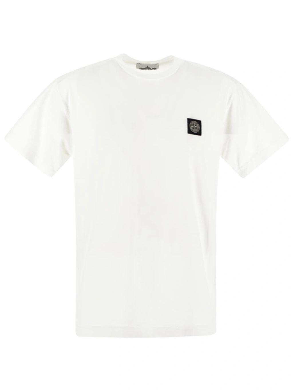 STONE ISLAND Cotton T-shirt In White Product Image