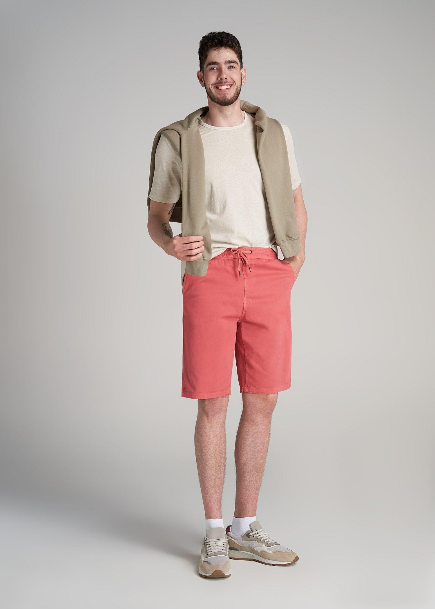 Stretch Twill Pull-On Shorts for Tall Men in Canyon Red Product Image