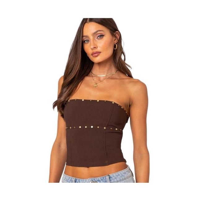 EDIKTED Darcy Stud Lace Up Crop Corset Top Product Image