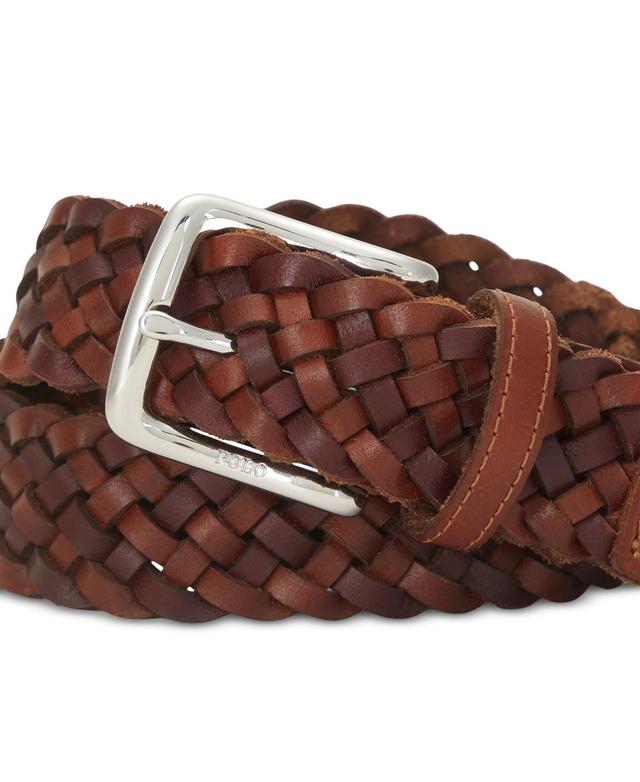 Men's Braided Leather Belt In Navy,dkbwn Product Image