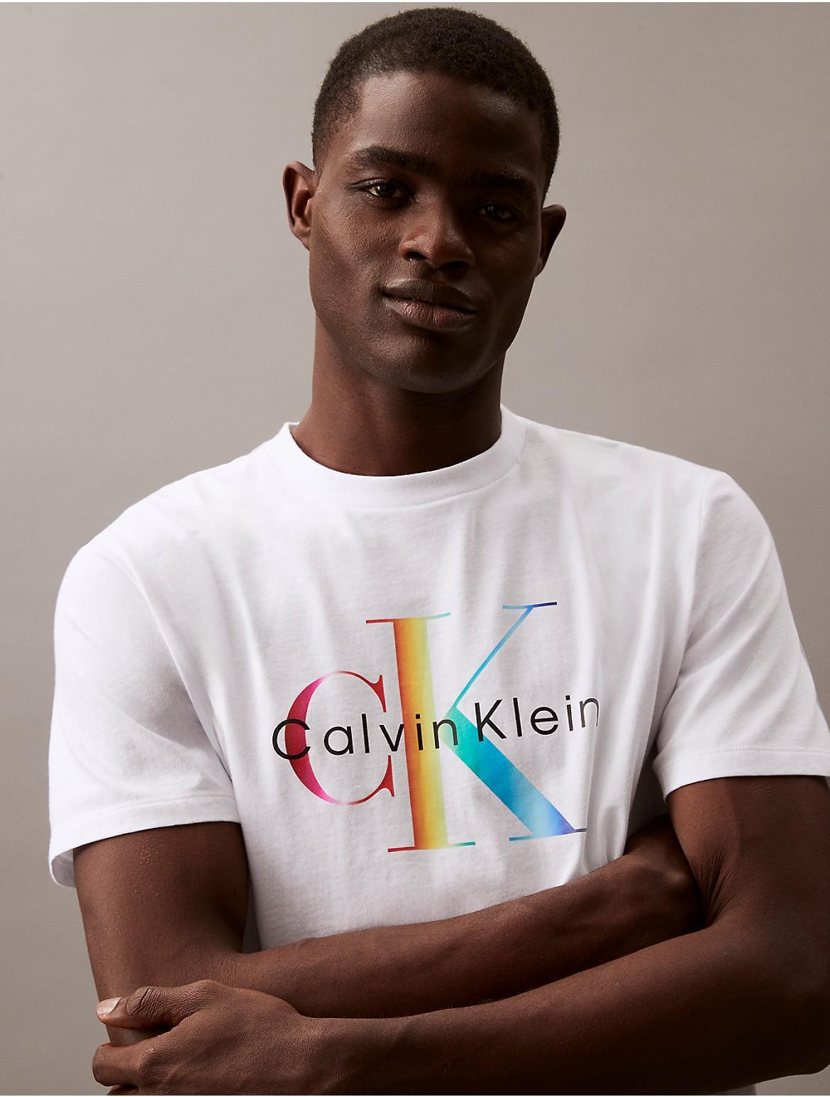 Calvin Klein Mens Pride Monogram Logo T-Shirt - White - L Product Image