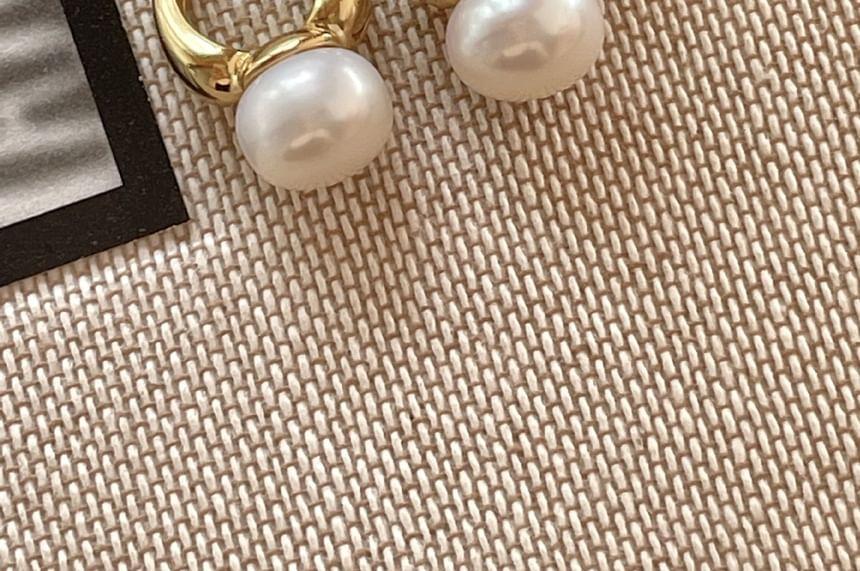 Faux Pearl Huggie Earring Product Image