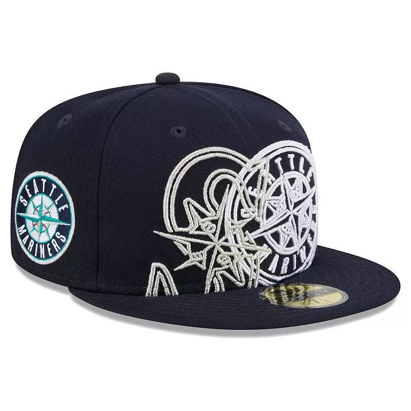 Mens New Era Seattle Mariners Game Day Overlap 59FIFTY Fitted Hat Blue Product Image