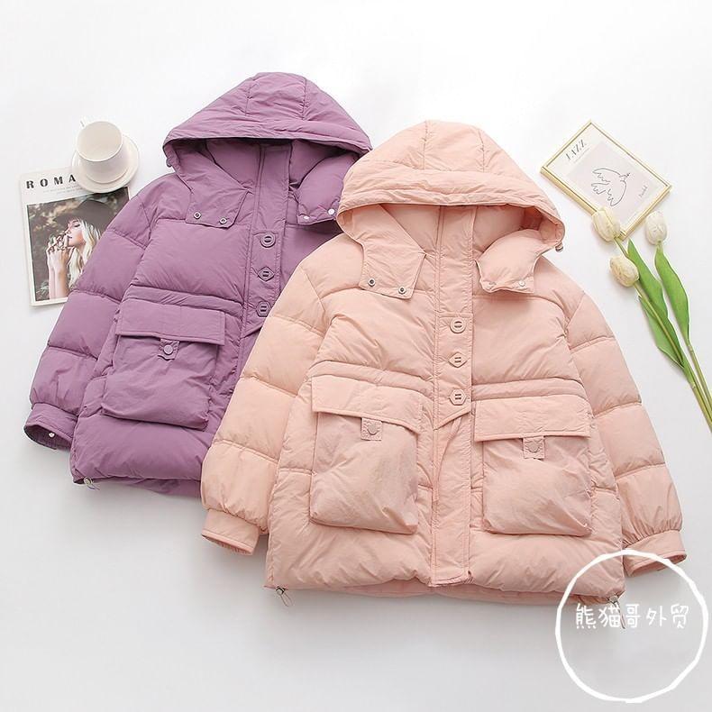 Plain Padded Hooded Zip Jacket Product Image