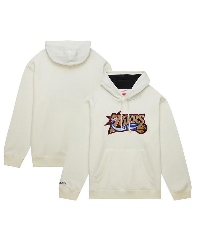 Mens Mitchell & Ness Cream Philadelphia 76ers Hardwood Classics Vintage Pullover Hoodie Product Image