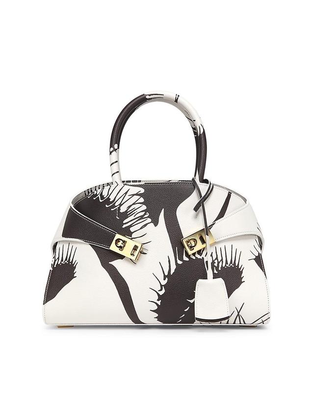 Ferragamo Hug Venus Print Leather Top Handle Shoulder Bag Product Image