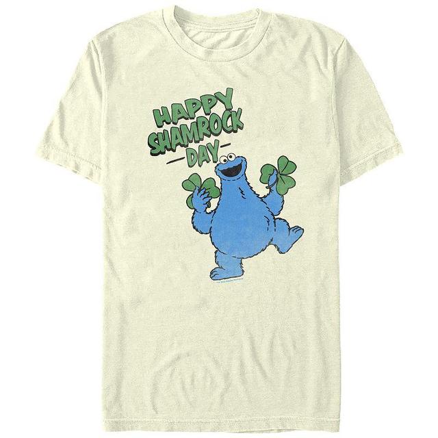 Mens Sesame Street Cookie Monster Happy Shamrock Day Graphic Tee Product Image