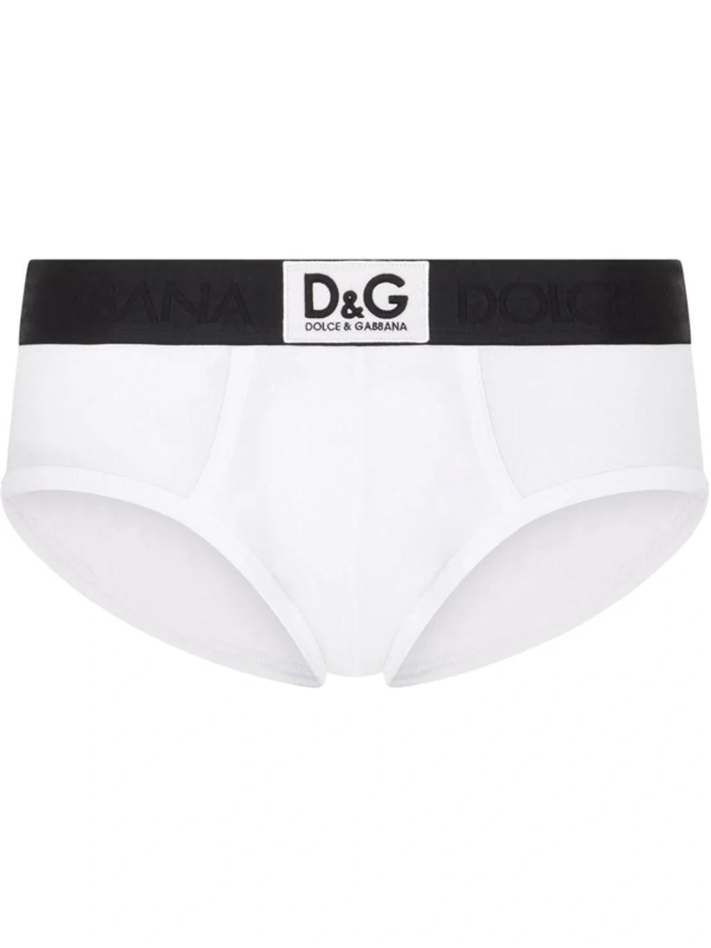 Logo-waistband Stretch Briefs In White Product Image