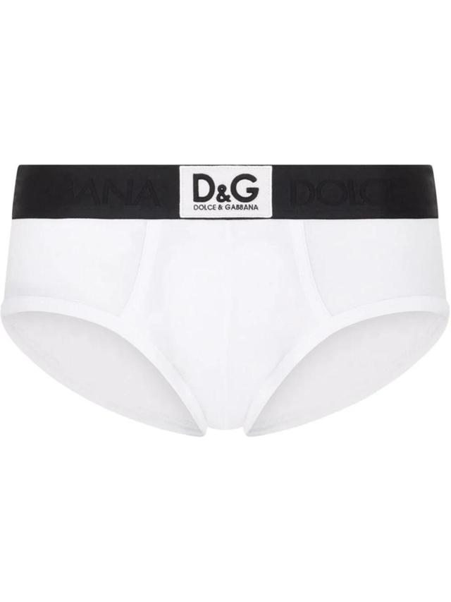 Logo-waistband Stretch Briefs In White Product Image