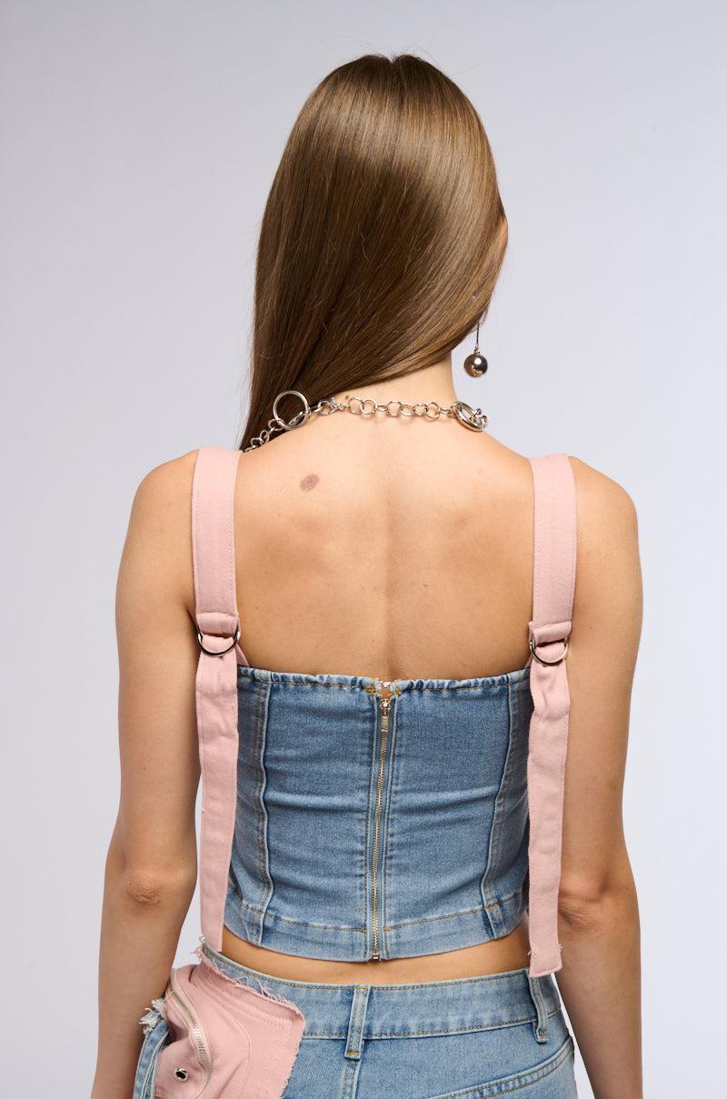 DONT STOP ME NOW DENIM CORSET TOP Product Image