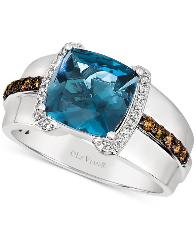 Le Vian Mens Deep Sea Blue Topaz (4-1/2 ct. t.w.) & Diamond (3/8 ct. t.w.) Ring Sterling Silver Product Image