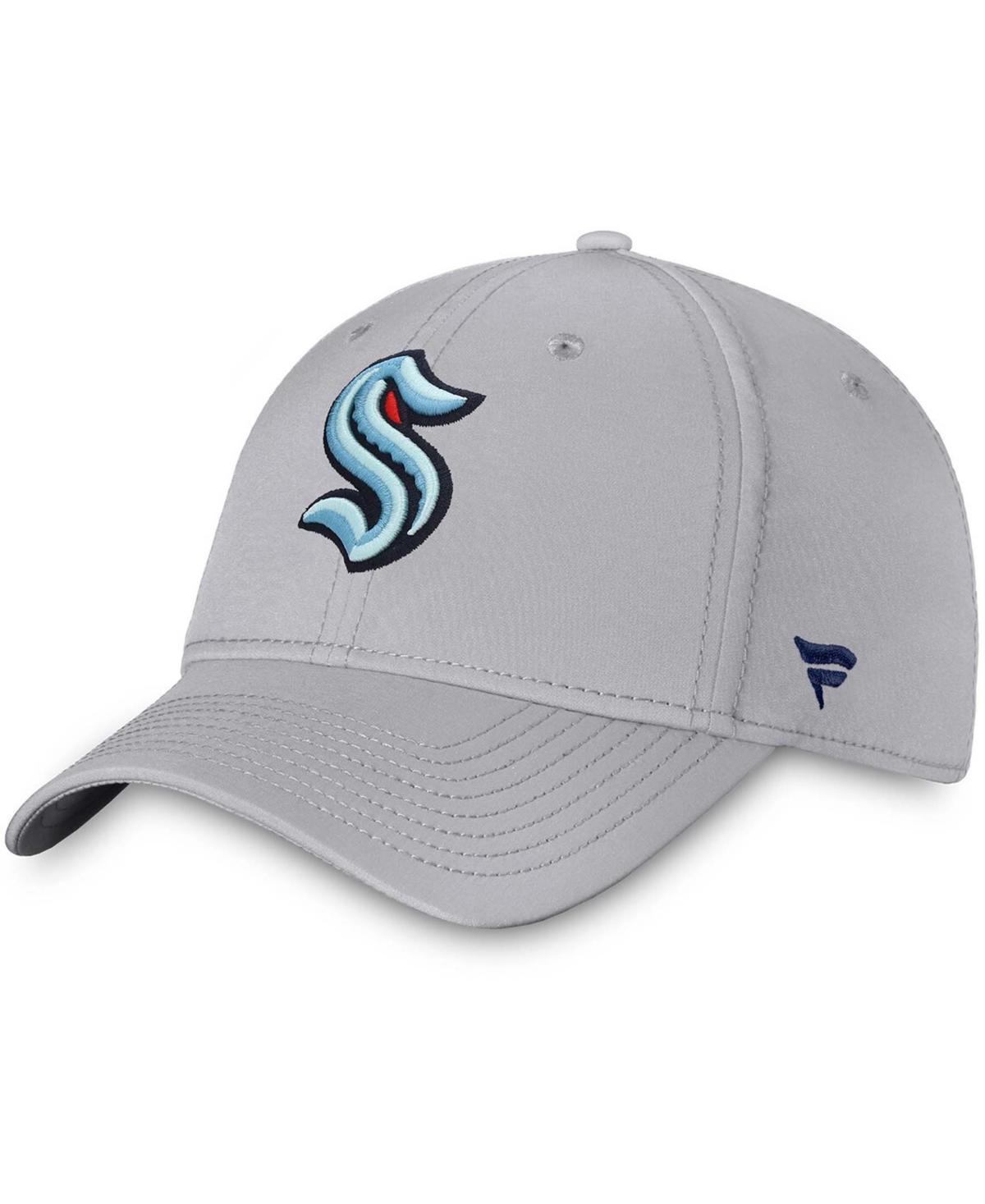 Mens Fanatics Branded Gray Seattle Kraken Core Primary Logo Flex Hat Product Image