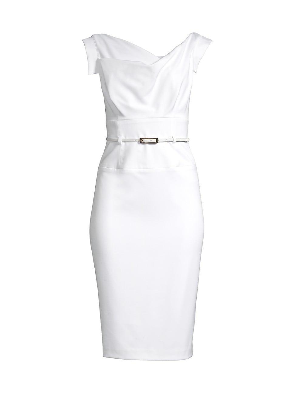 Black Halo Jackie Belted Stretch Gabardine Sheath Dress Product Image