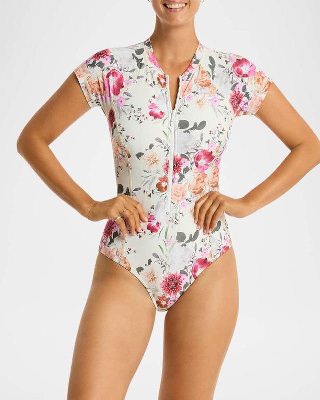 Floral Multifit Rashguard One-Piece Swimsuit Product Image