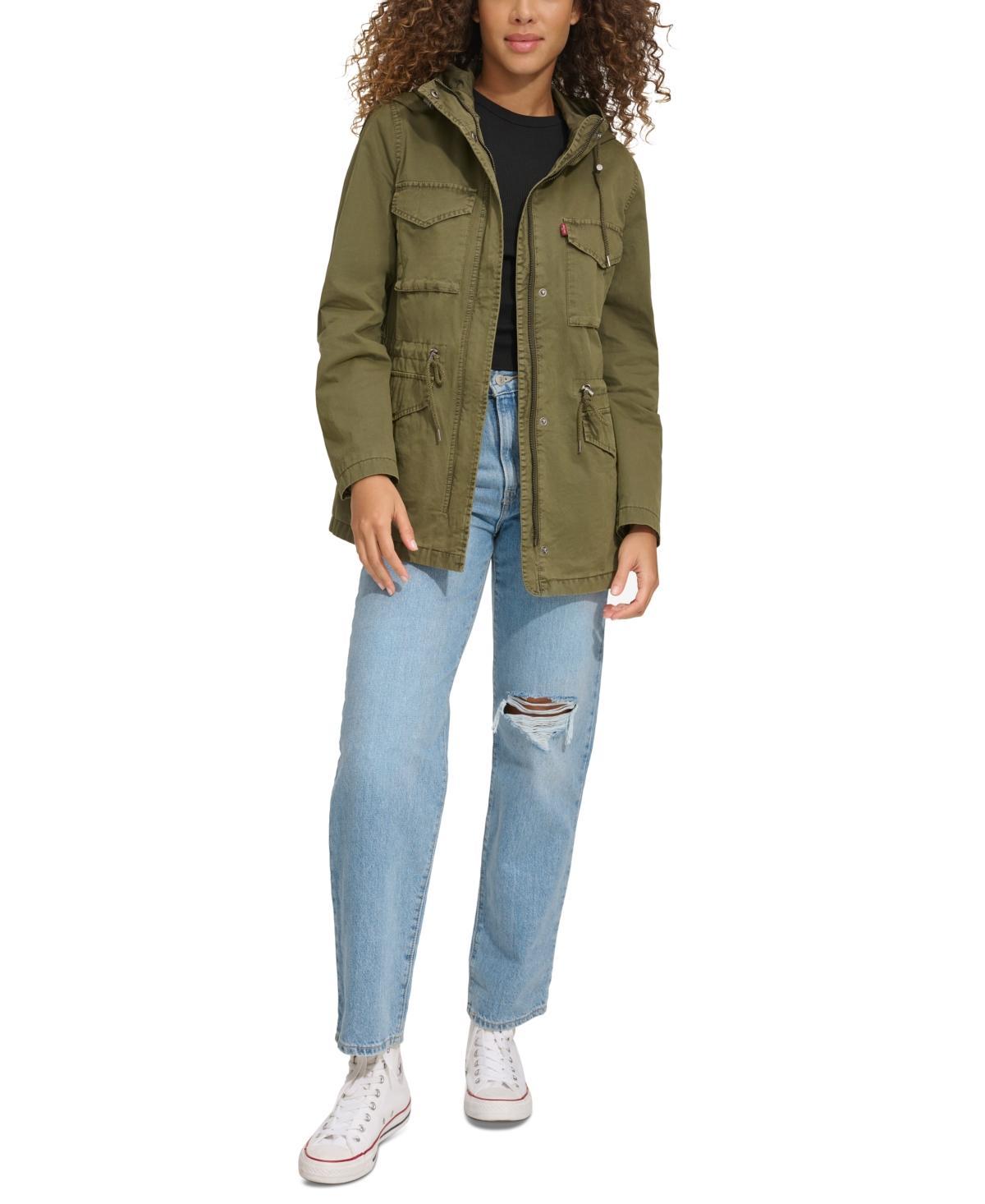 Levis Womens Hooded Drawstring-Waist Jacket Product Image