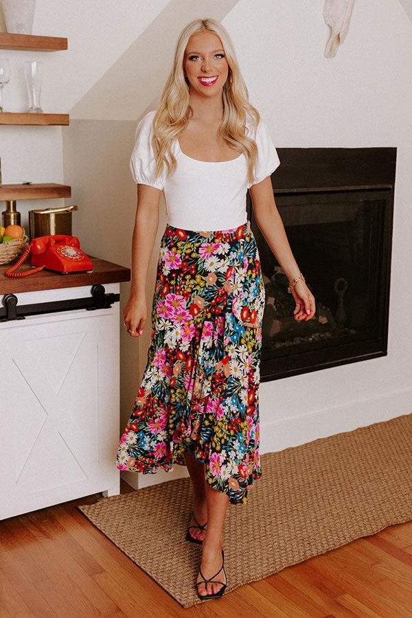 Only Sunshine Floral Skirt In Black Product Image