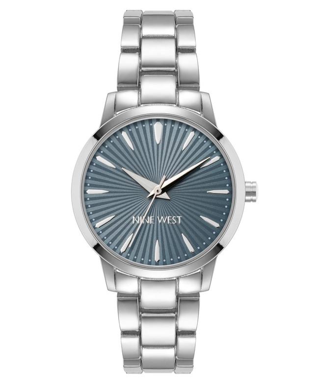 Nine West Womens Quartz Silver-Tone Alloy Link Bracelet Watch, 32mm - Gray Product Image