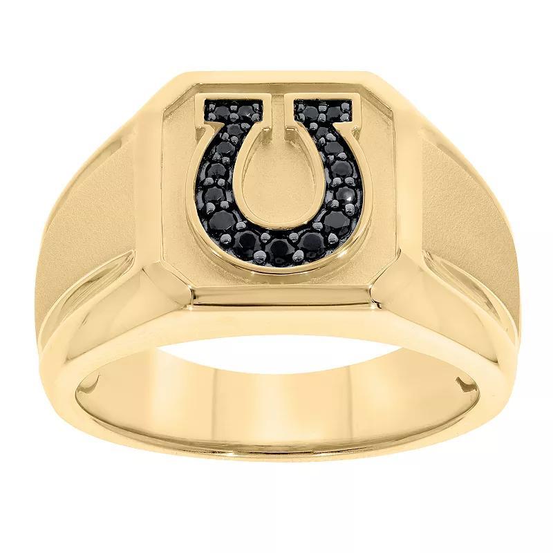 Mens Sterling Silver 1/6 Carat T.W. Black Diamond Horseshoe Ring Yellow Product Image