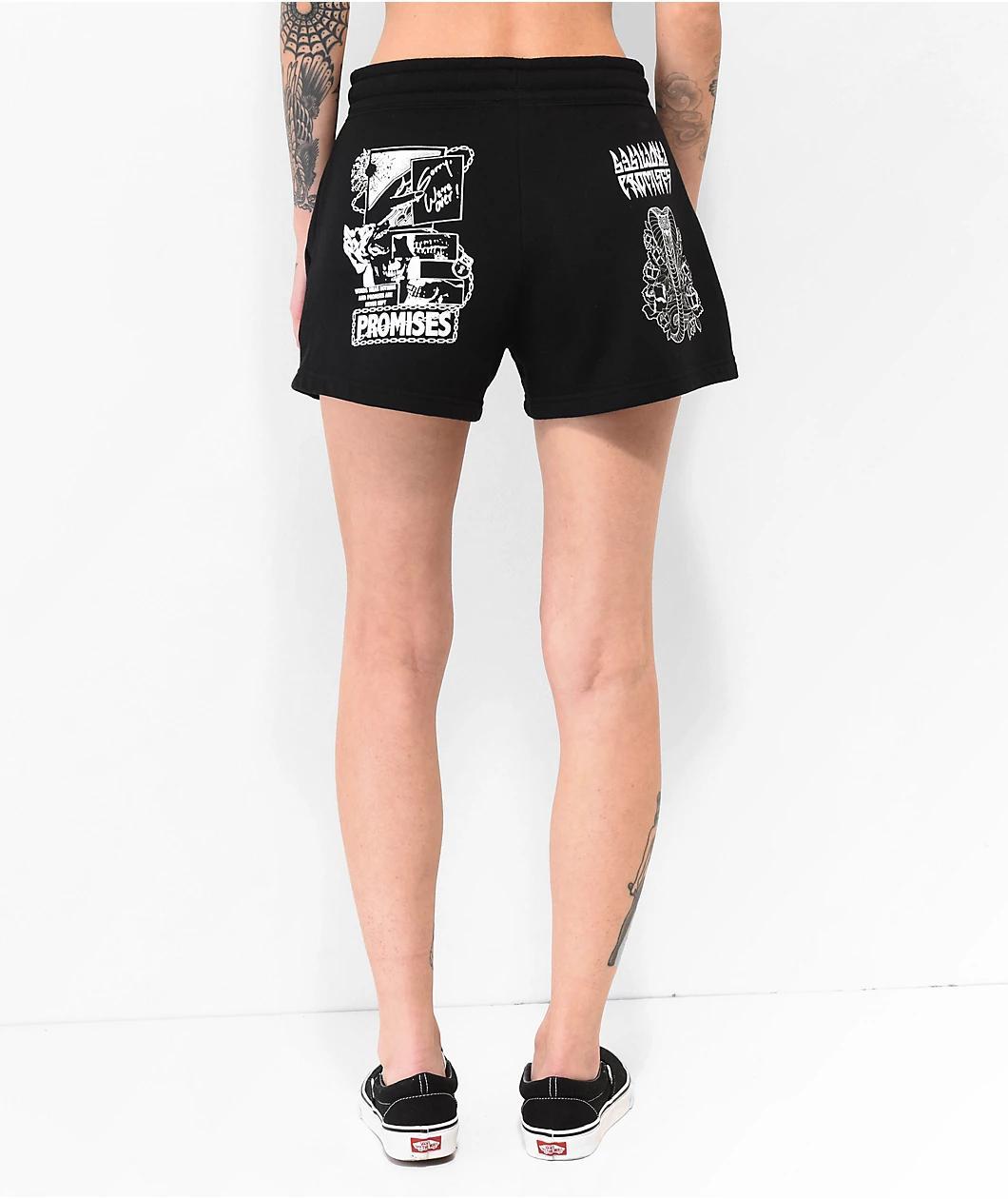 Broken Promises Immune To Love Black Sweat Shorts Product Image