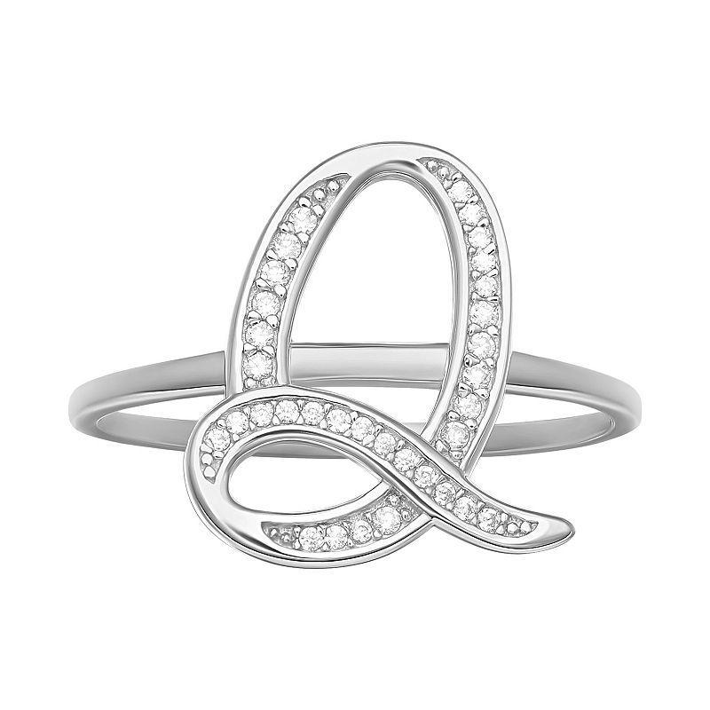 PRIMROSE Sterling Silver Cubic Zirconia Initial Ring, Womens White Product Image