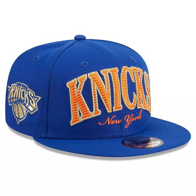 Mens New Era New York Knicks Golden Tall Text 9FIFTY Snapback Hat Product Image