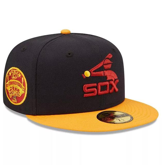 Mens New Era /Gold Chicago White Sox Primary Logo 59FIFTY Fitted Hat Blue Product Image