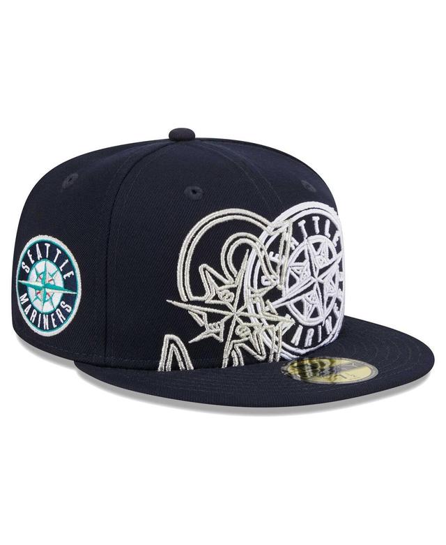 Mens New Era Seattle Mariners Game Day Overlap 59FIFTY Fitted Hat Blue Product Image