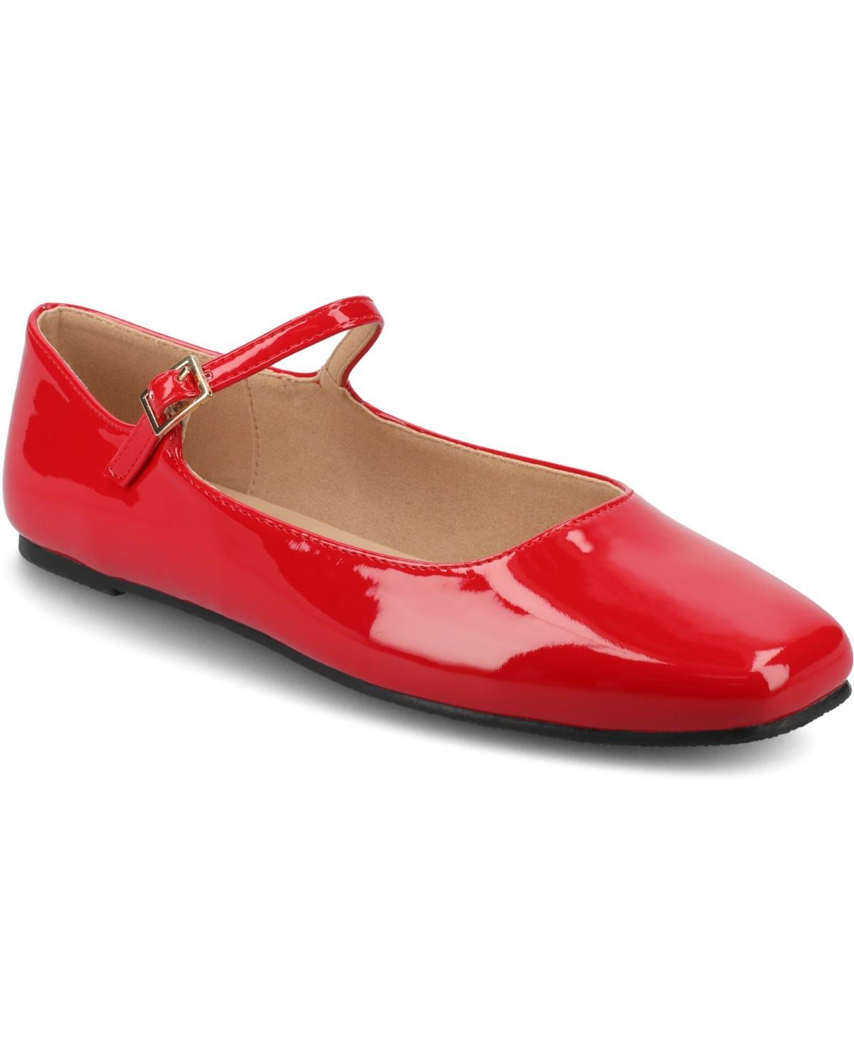 Journee Womens Carrie Buckle Square Toe Mary Jane Dress Flats - Patent Product Image