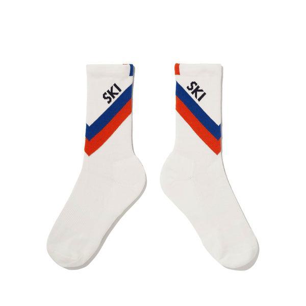 The Women's Diagonal Stripe Ski Sock - Cream/Royal/Poppy Product Image