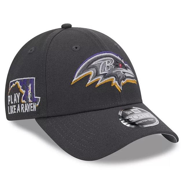 Mens New Era Graphite Baltimore Ravens 2024 NFL Draft 9FORTY Adjustable Hat Product Image