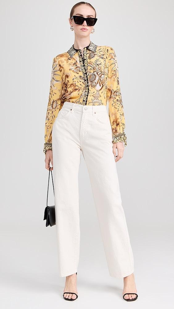 alice + olivia Willa Blouson Tie Sleeve Top | Shopbop Product Image