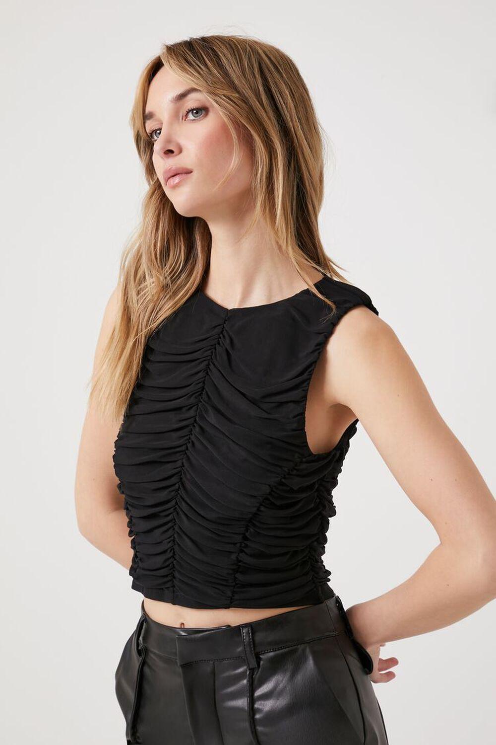 Mesh Ruched Crop Top | Forever 21 Product Image