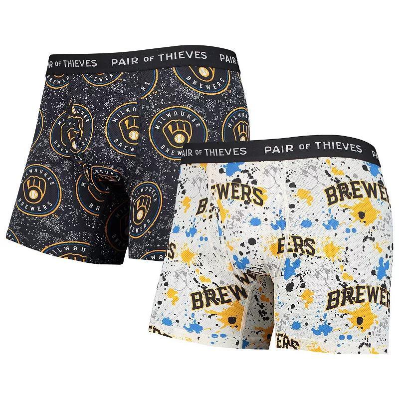 Mens Pair of Thieves White and Navy Milwaukee Brewers Super Fit 2-Pack Boxer Briefs Set - White Product Image