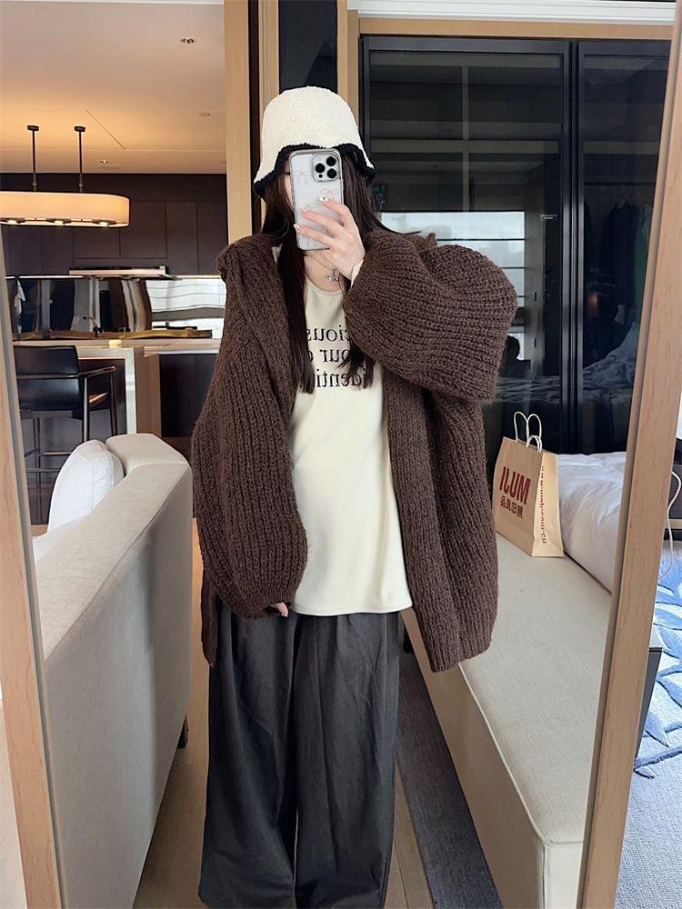 Oversized Hooded Knit Cardigan Product Image