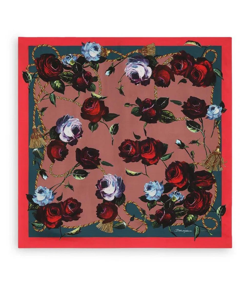 Silk Foulard Floral Print Scarf In Multi Product Image