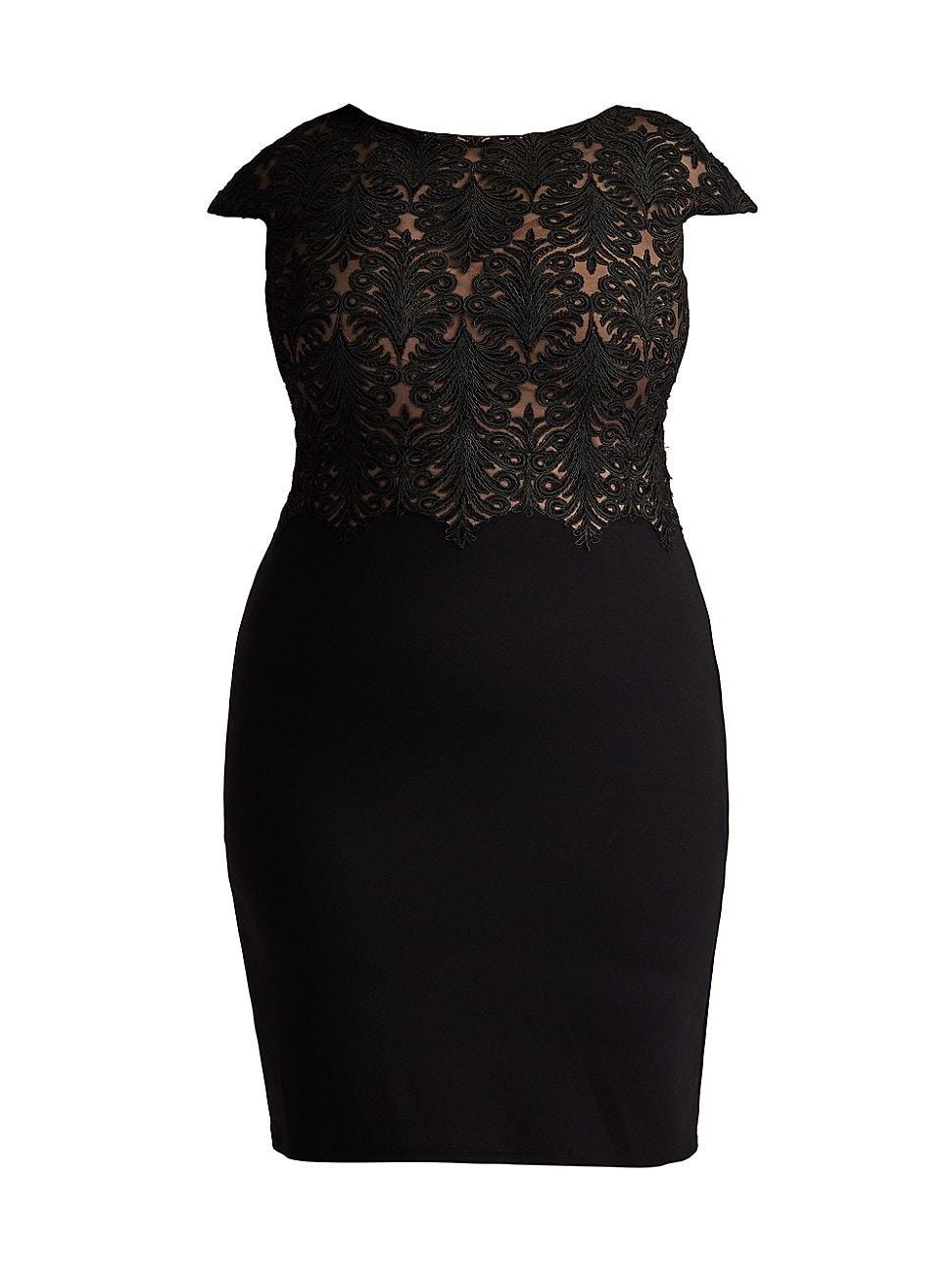 Womens Plus Corded Crpe Lace Sheath Dress Product Image