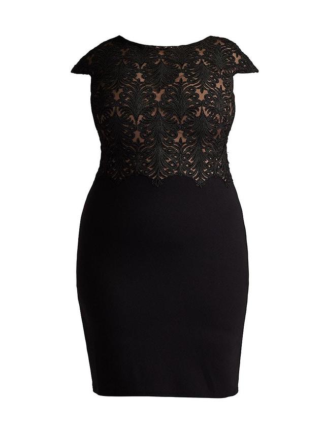 Womens Plus Corded Crpe Lace Sheath Dress Product Image