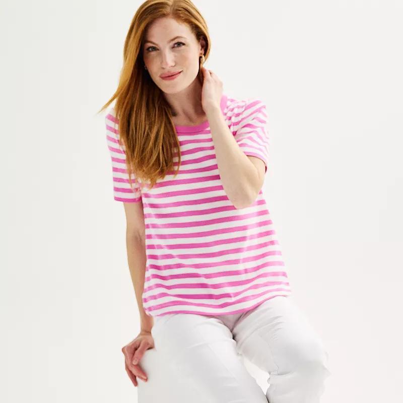 Womens Croft & Barrow Scoopneck Elbow Sleeve Top Product Image