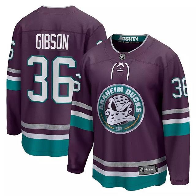 Mens Fanatics Branded John Gibson Purple Anaheim Ducks 30th Anniversary Premier Breakaway Jersey Product Image